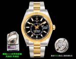 AR Factory Rolex Sky-Dweller 42mm 9002 Movement Black Face TT Gold Oyster Band Watch